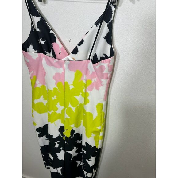 Milly Floral Sheath Dress Size 10 Preppy Spring Mini Slip Pink green black NWOT - Picture 7 of 8